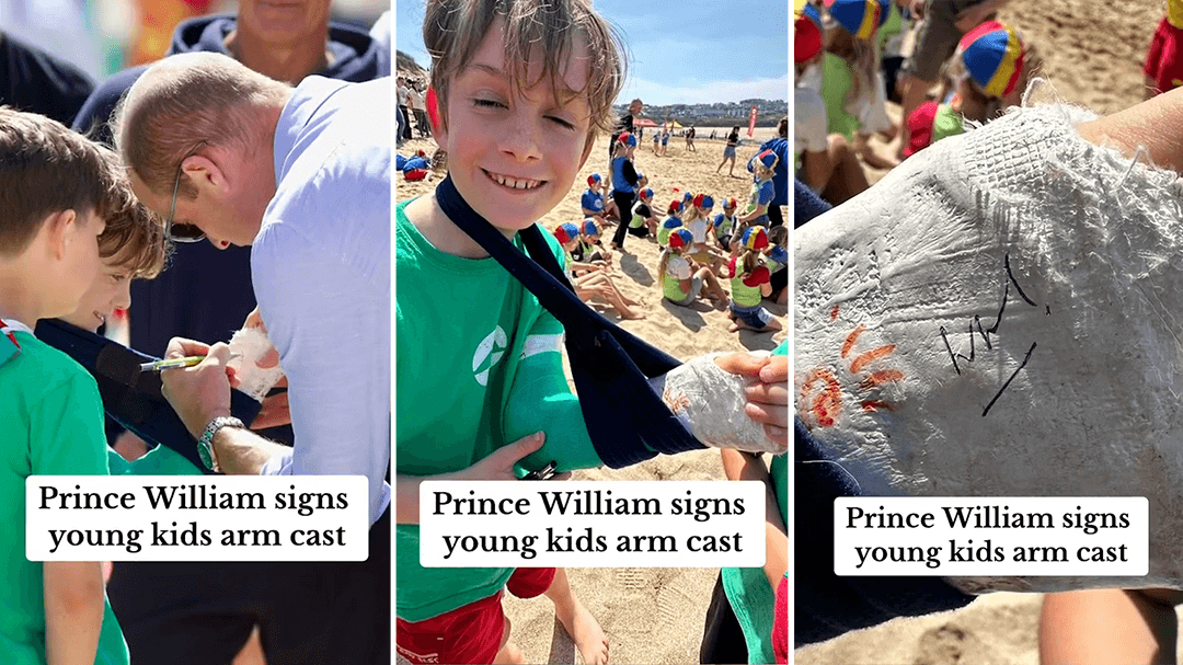 Prince William signs nine-year-old boy's cast in rare move