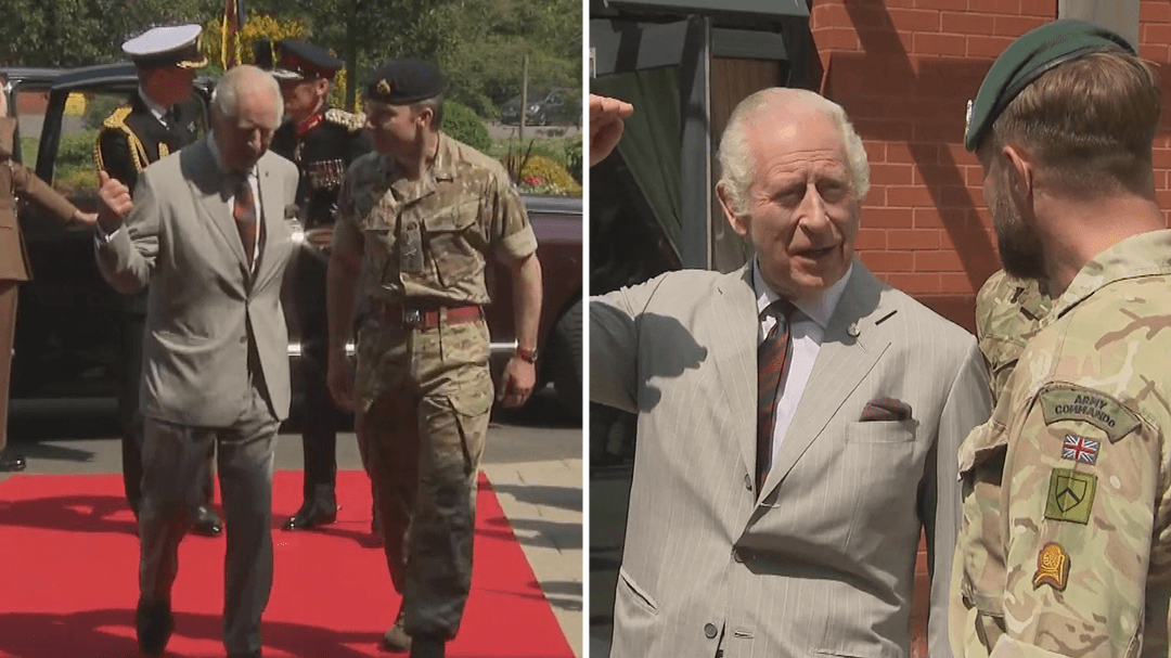 King Charles meets with royal engineers at army training base in Surrey