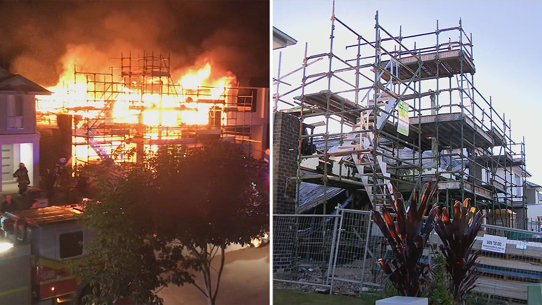 Fire tears through two homes under construction