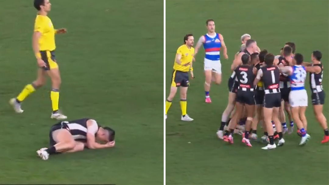 Bulldogs star crashes into Magpies defender