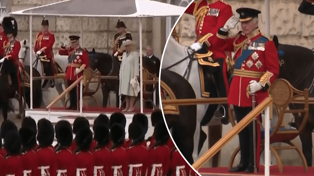King Charles takes the salute at Trooping the Colour