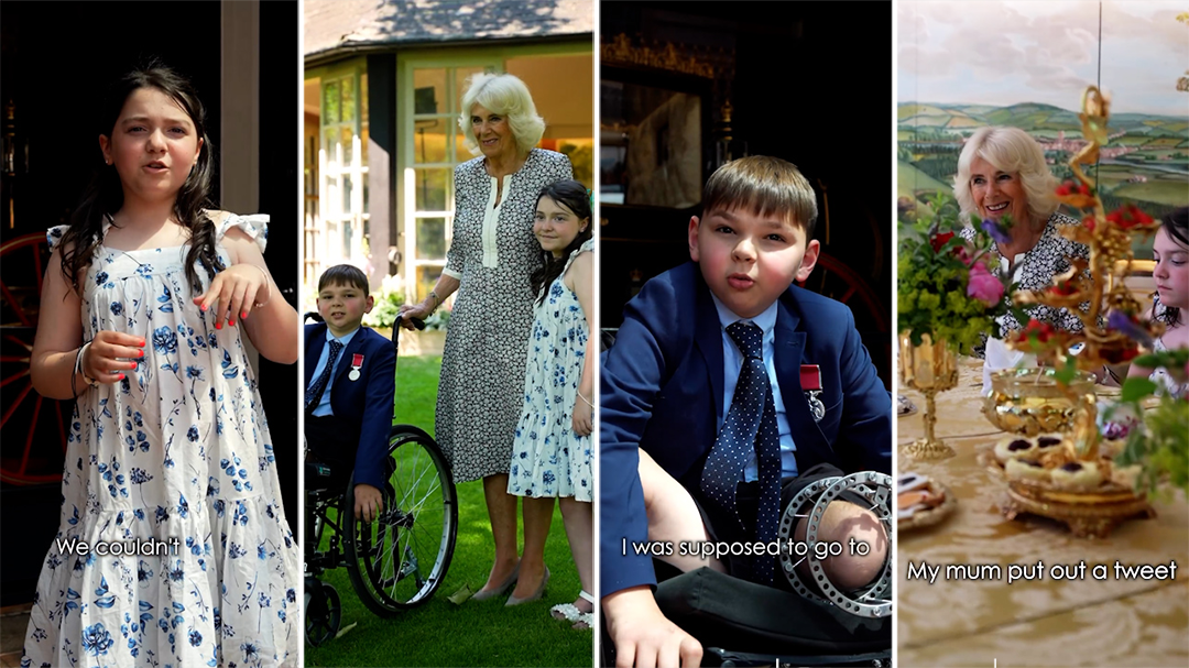 Queen Camilla hosts tea with children who couldn't make it to garden party