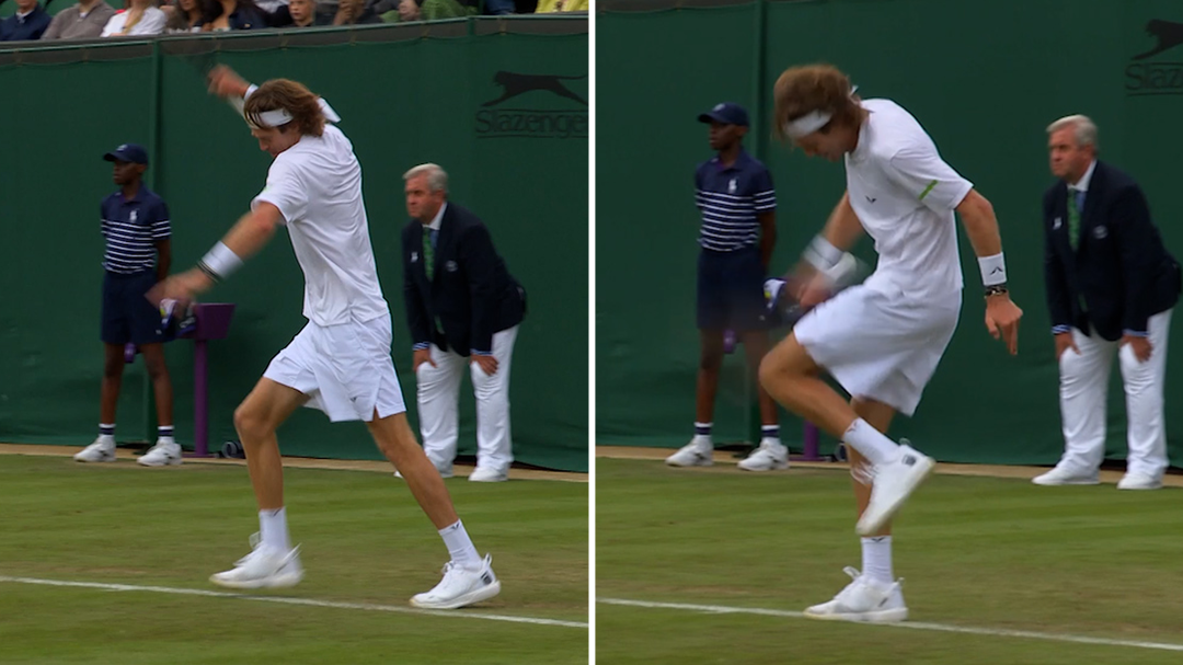 Rublev hits himself seven times with racquet