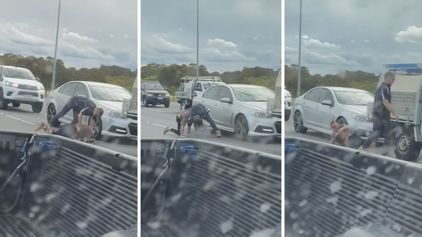 Alleged road rage brawl unfolds on Queensland street