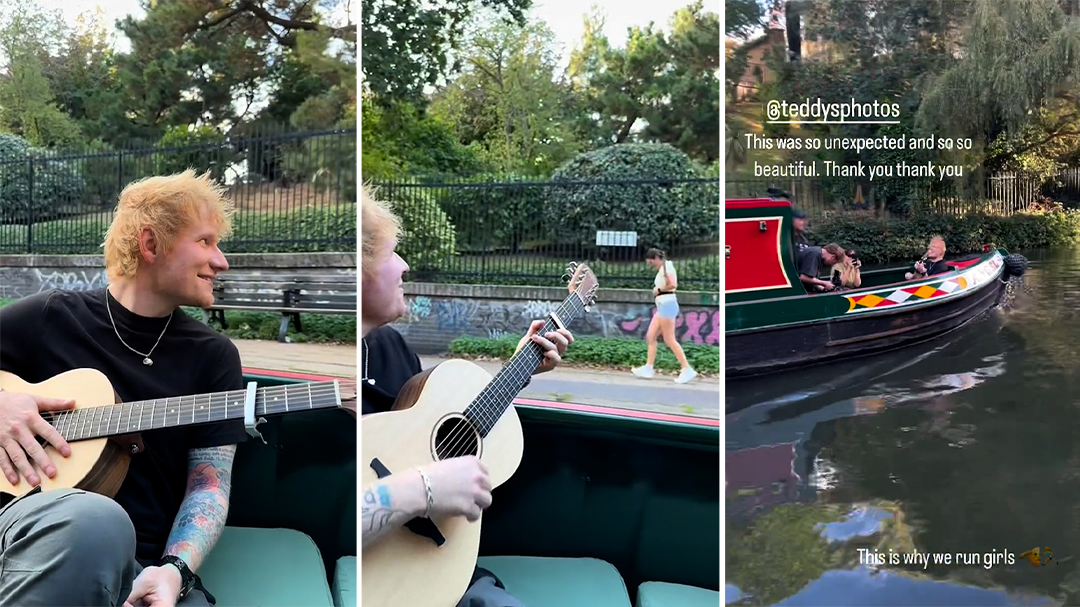 Ed Sheeran surprises runner by serenading her from canal boat