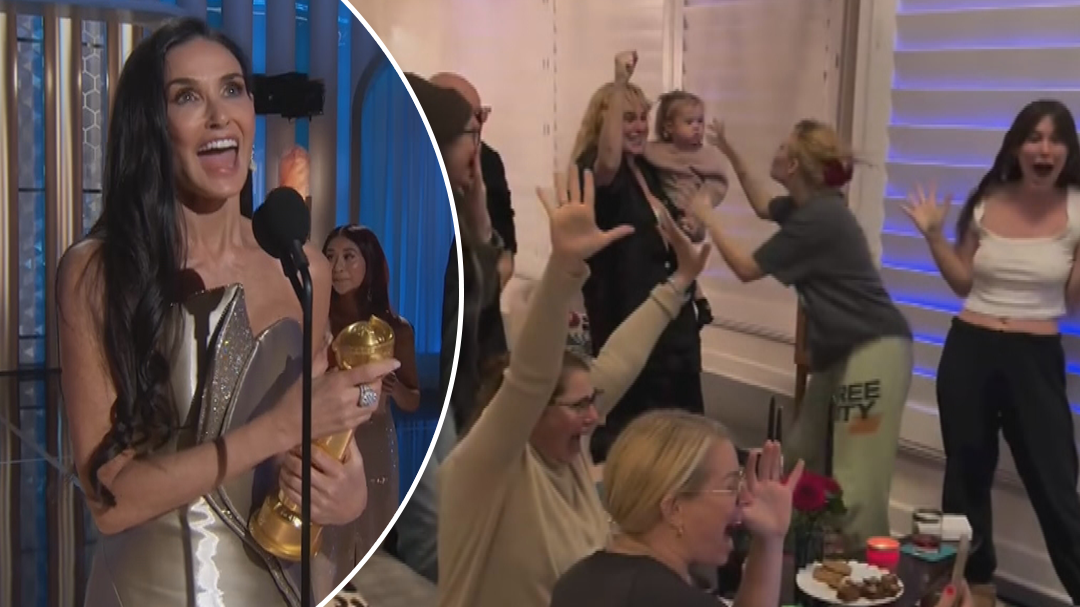 Heartwarming scenes as Demi Moore's family share excitement after Golden Globes win in video